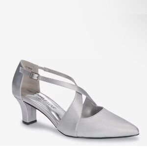 Journee Collection Metallic Silver Cross-Strap Heels